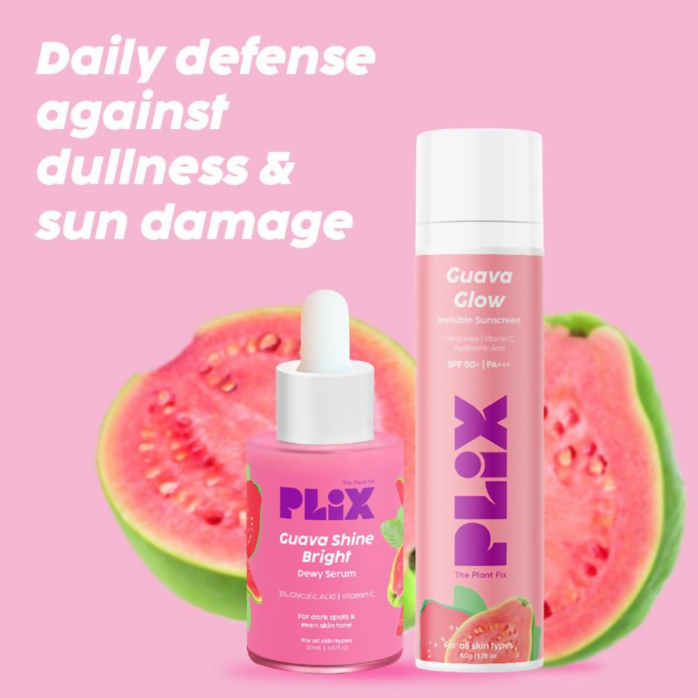 PLIX The Plant Fix Guava Glow With SPF 50+ Sunscreen & 3% Glycolic Acid Serum | Grocsy