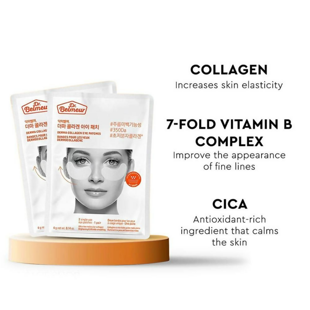 The Face Shop Dr.Belmeur Derma Collagen Hydrogel Eye Patches, For Under Eye Dark Cicle & Wrinkles | Grocsy