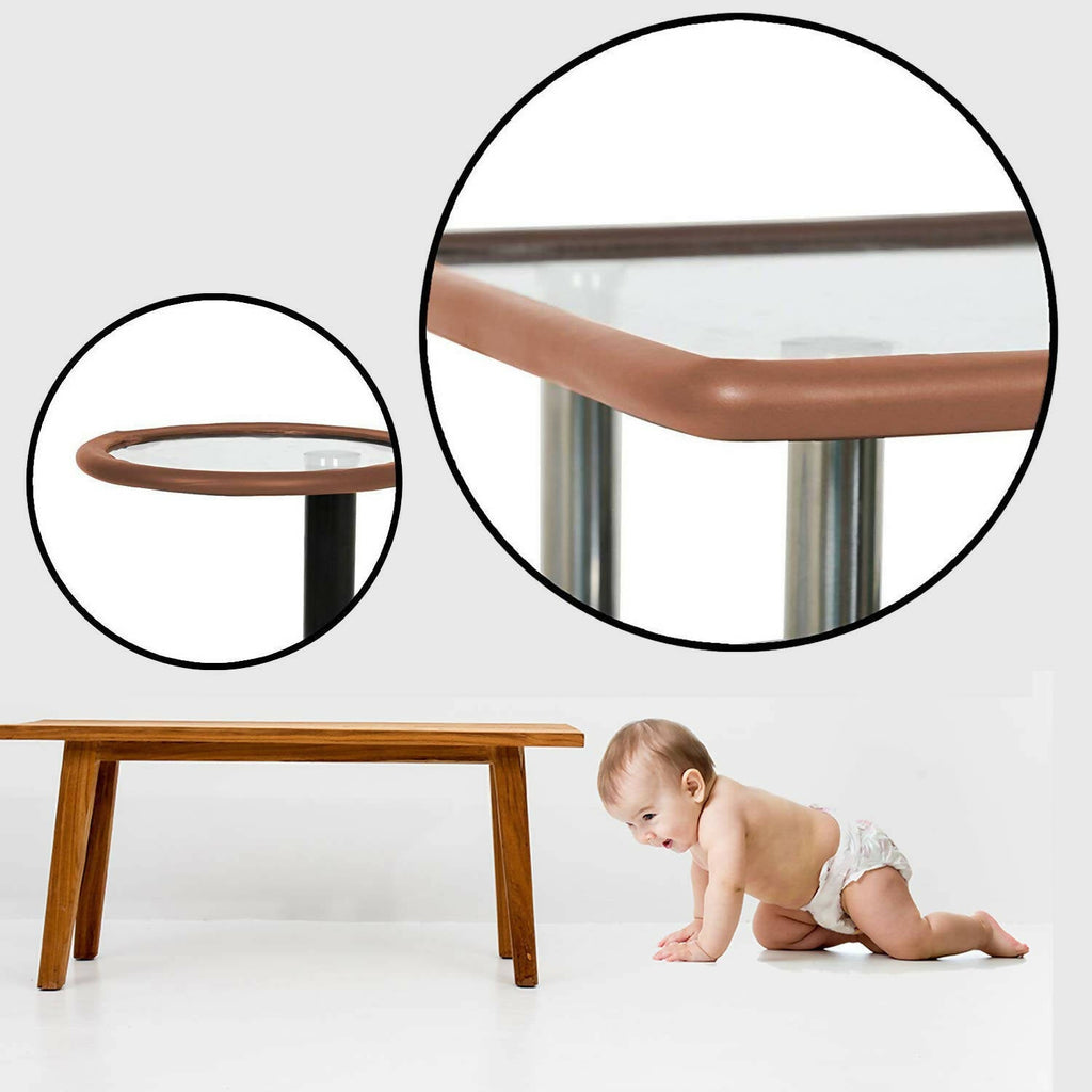 Safe-O-Kid Unique High Density L-Shaped 2 Mtr Long Mini 2 Edge Guard With 8 Corner Cushions - Brown | Grocsy