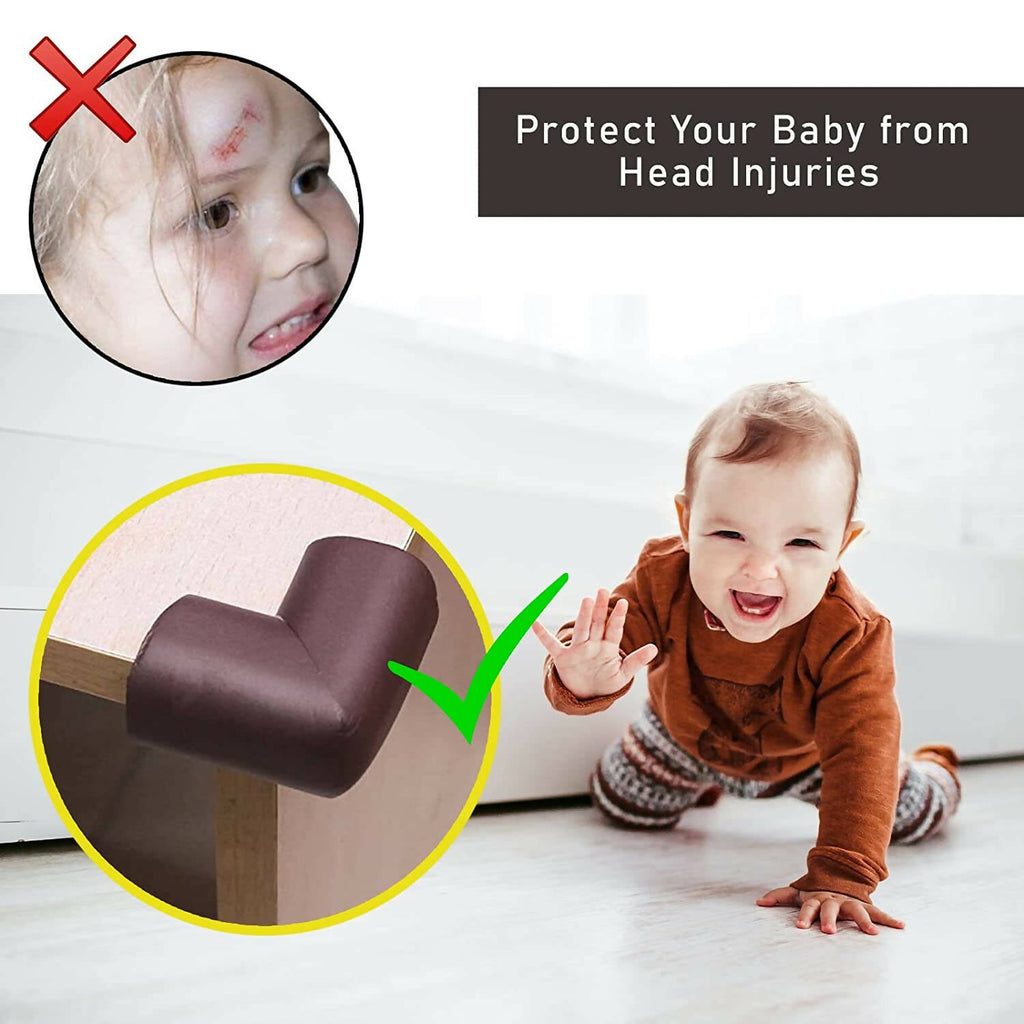 Safe-O-Kid Corner Guards Cushion L Shaped, Small, For Child Safety, Brown | Grocsy