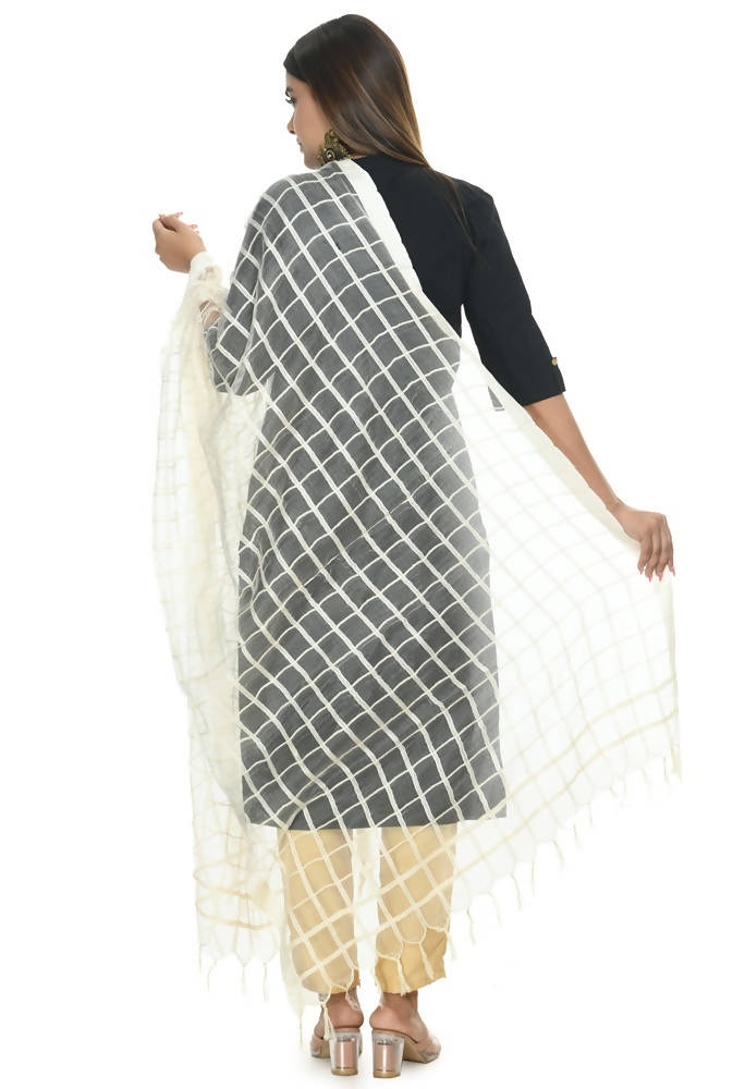 Mominos Fashion Off White Cotton Square Dupatta | Grocsy