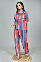 Morchari Digital Print Semi Muslin Co-Ord Set Top & Trouser-Multicolor | Grocsy