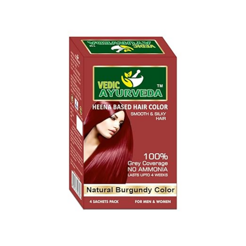 VedicAyurveda Henna Based Hair Colour, burgundy and Chestnut Brown | Grocsy