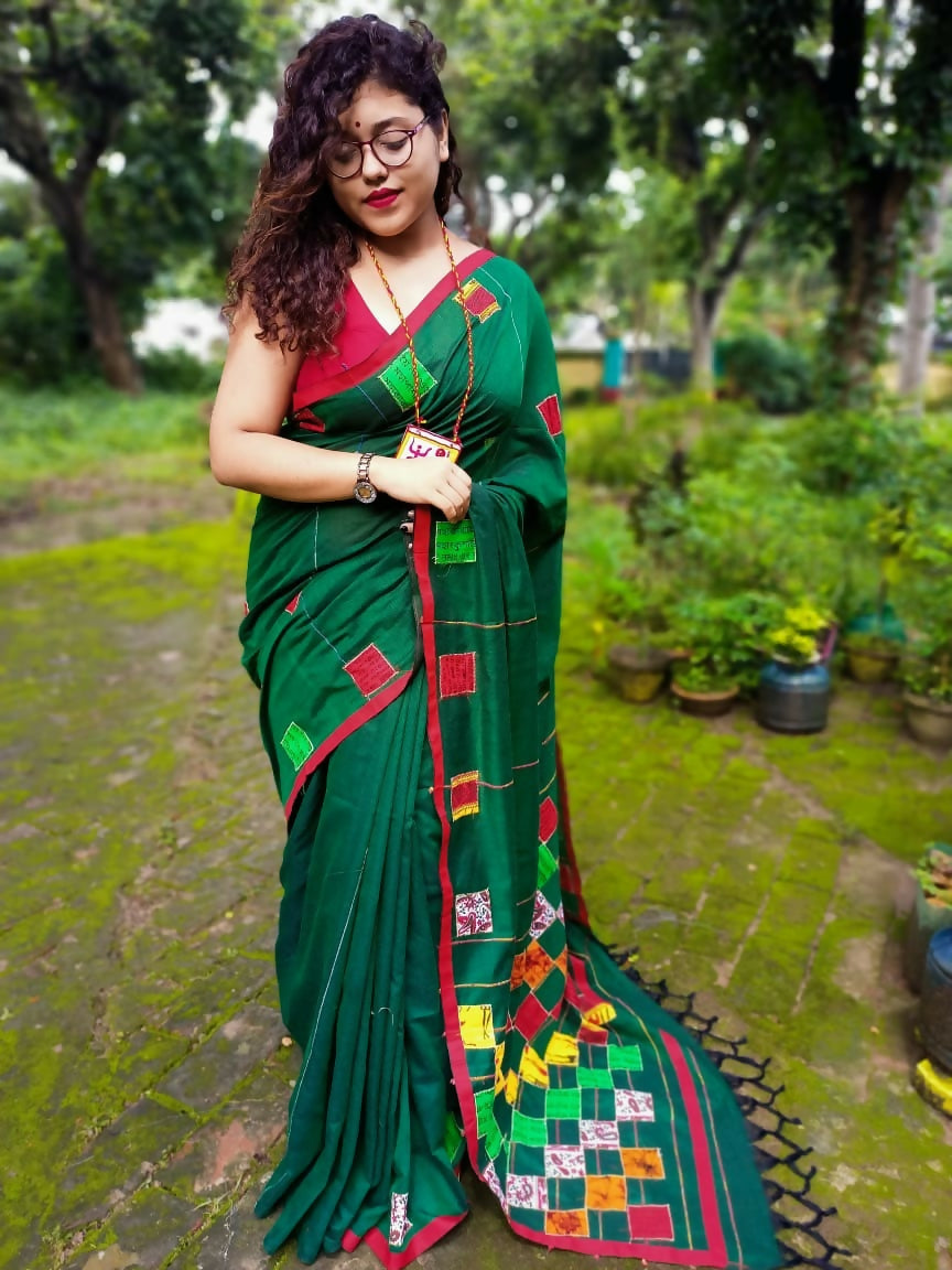 Exclusive Collection Multy Beautiful Cotton Applique Work Saree | Grocsy