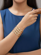 NVR Women Set of 4 Gold Plated CZ Stone Bangle | Grocsy