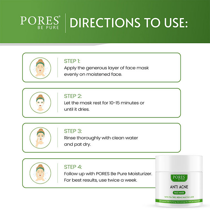 Pores Be Pure Anti Acne Face Pack With Salicylic Acid, Neem & Tea Tree | Grocsy