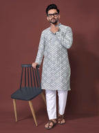 Grey Color Mens Kurta Pyjama Set for Eid by Infinity Export | Grocsy