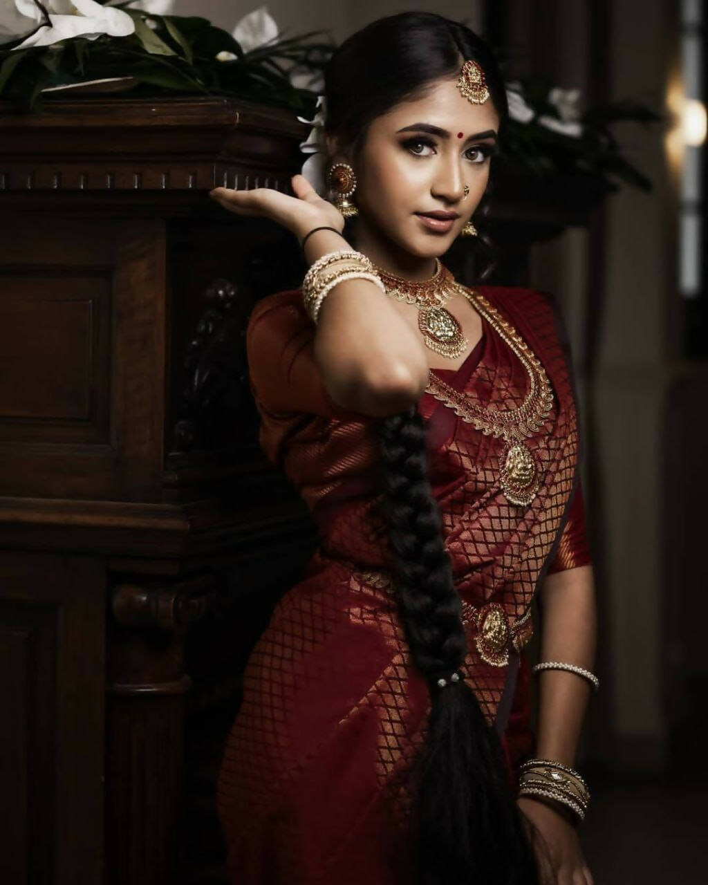 DEIANA'S Beautiful Designer Golden zari Soft Lichi Silk Saree - Brown | Grocsy