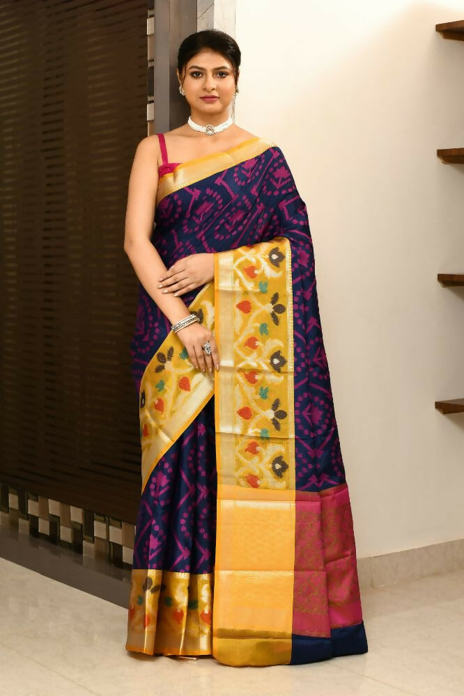 Joban Fashion Multicolor Saree Kataan Ikkat | Grocsy