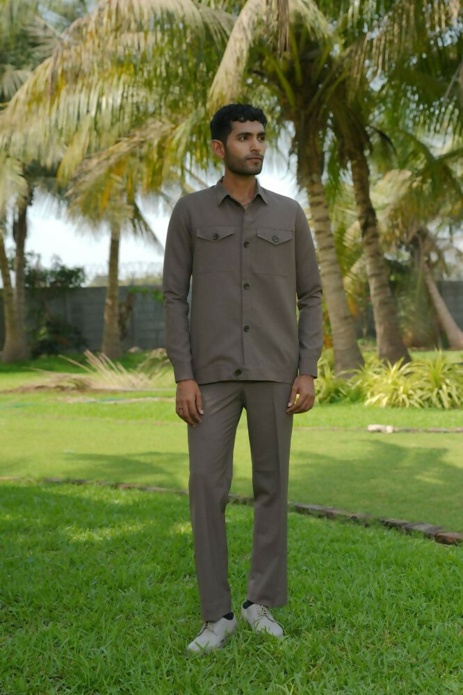 Azure Brown Shacket by Hilo Design | Grocsy