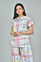 Morchari Digital Print Semi Muslin Co-Ord Set Top & Trouser-Multicolor | Grocsy