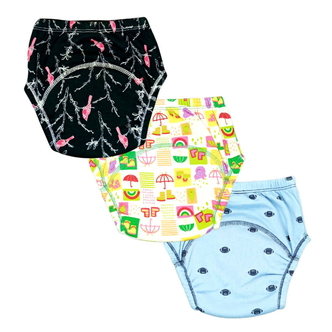Kindermum Set Of 3- Cotton Padded Pull Up Training Pants/ Padded Underwear For Kids Rugby Animals Rains-Set of 3 PCs | Grocsy