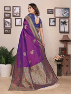 Joban Fashion Banarasi Magenta Small Butti Soft Silk Saree | Grocsy