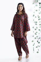 Breathables Abstract Cotton Co-Ord Set – Red | Grocsy
