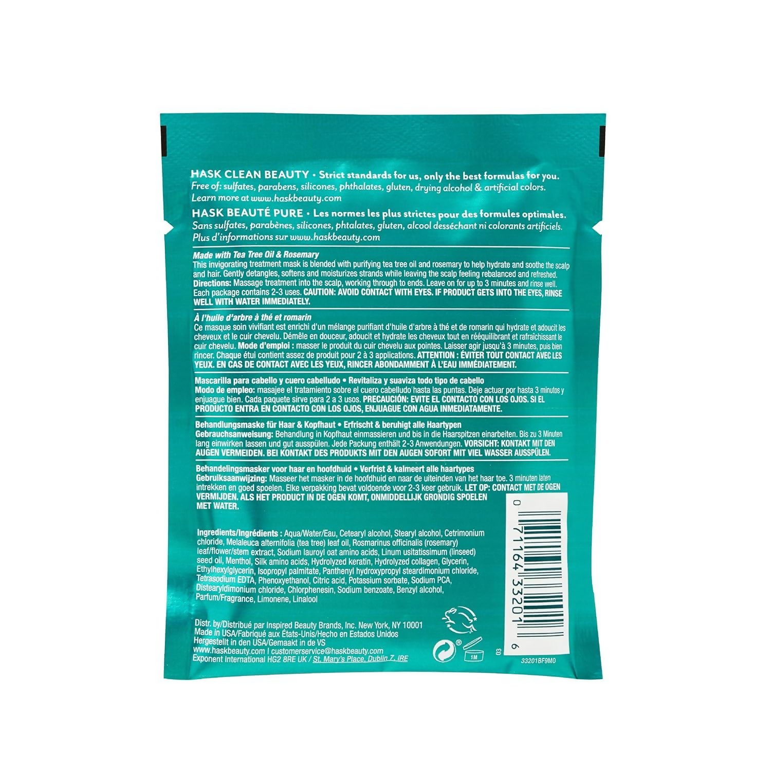 HASK Tea Tree Oil & Rosemary Hair & Scalp Treatment Mask | Grocsy