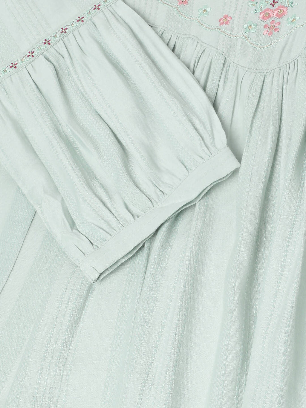 Light Blue Poly Cotton Yoke Embroidered A-line Top - Tarini | Grocsy