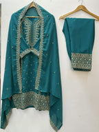Teeya Creation Teal Color Faux Georgette Embroidery Work Party Wear Salwar Suit | Grocsy