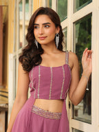 Janasya Lavender Georgette Embellished Co-Ords | Grocsy