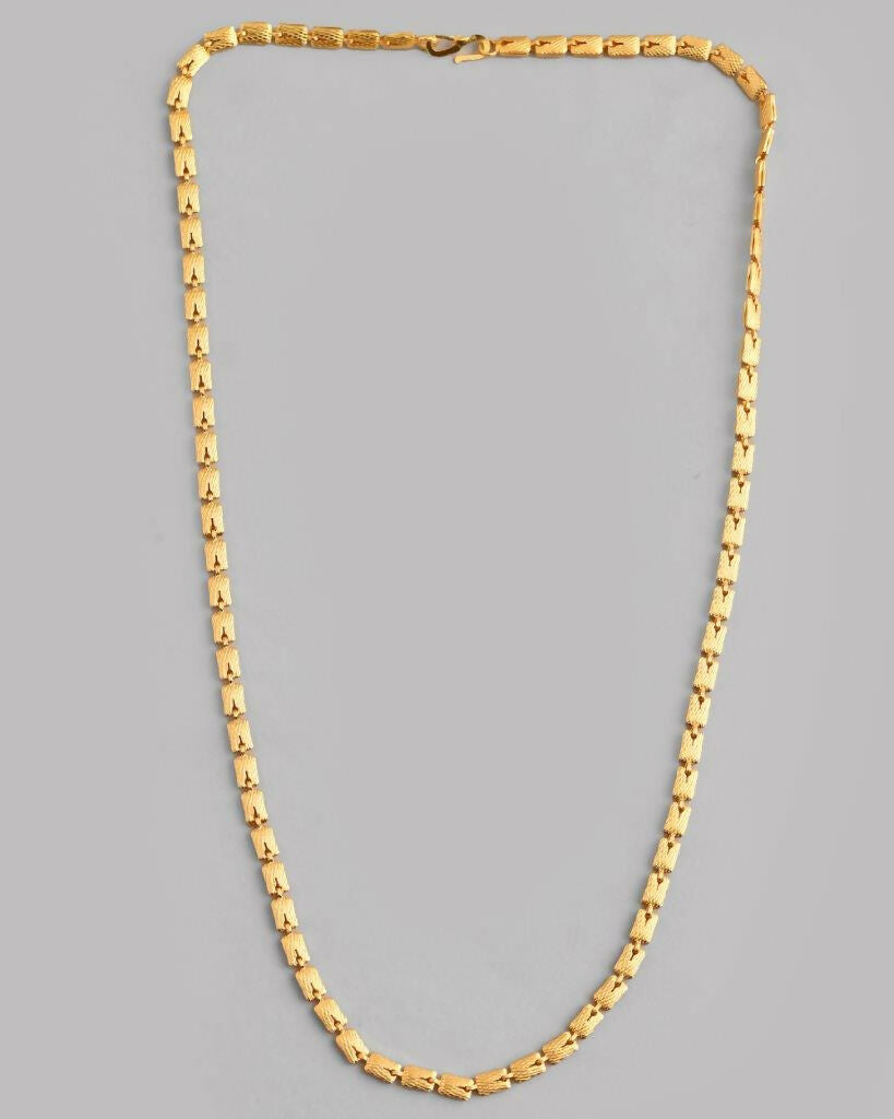 VOJ Gold-Polished Self Design Biscuit Chain For Men | Grocsy