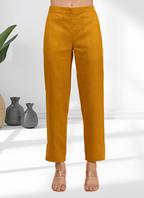 Joban Fashion Yellow Cotton, Linen Embroidered Readymade Cord Set | Grocsy