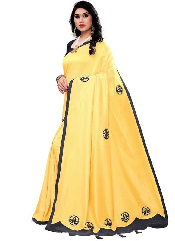 Vamika Designer Yellow Georgette Saree (TSUNAMI YELLOW ) | Grocsy