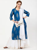 Cheera Kurta with Skirt & Embroidered Dupatta Set (CH111KSD) | Grocsy