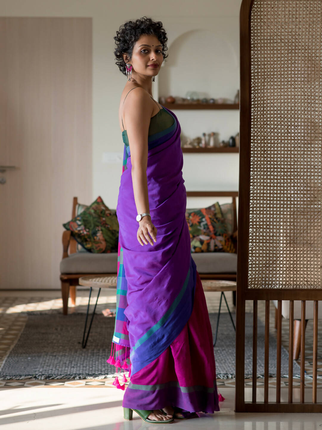 Suta Multi Color Woven Design Cotton Blend Saree | Grocsy