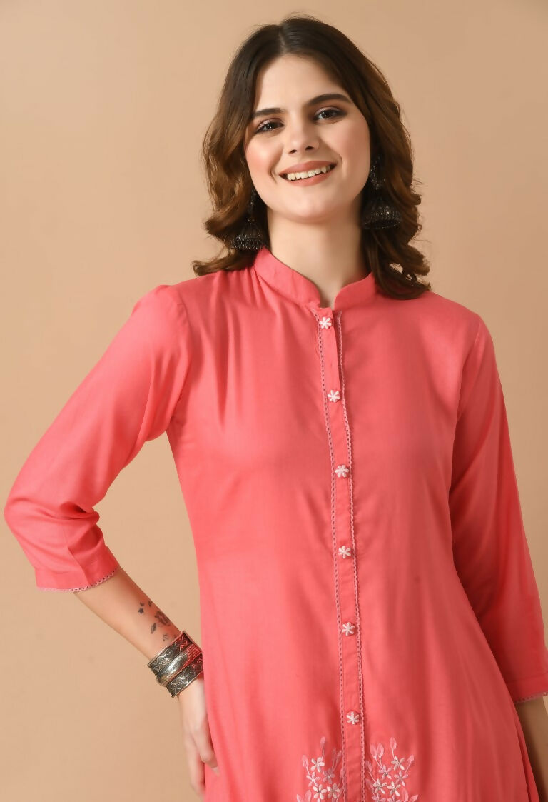 Joban Fashion Coral Cotton Rayon Kurta Set | Grocsy