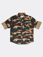 Manet Boys Full Sleeves Camouflage Printed Shirt - Green | Grocsy