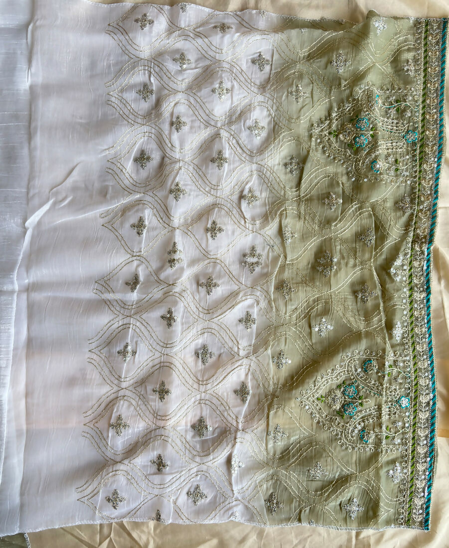 KC Designer Green Ombre Straight Suit For Women With Hand Embroidery | Grocsy