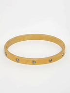 NVR Women's Gold-Polished CZ Stone-Studded Kada Bracelet