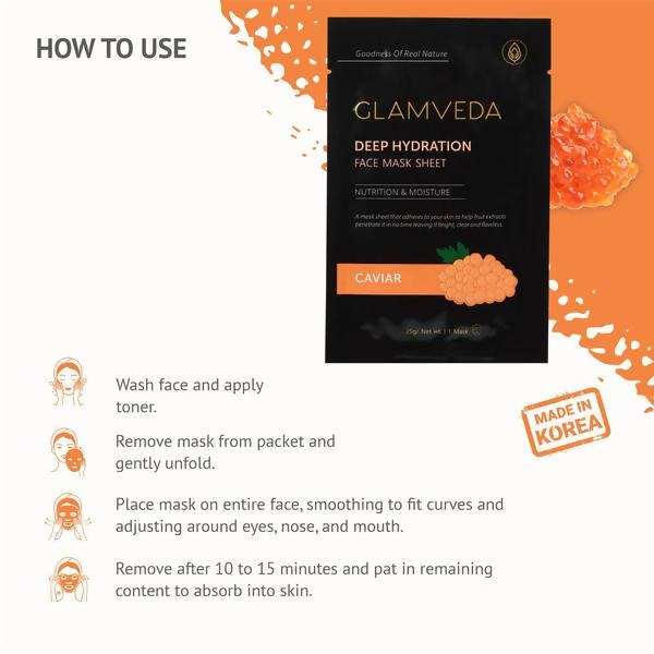 Glamveda Caviar Rejuvenate & Protecting Sheet Mask Pack | Grocsy