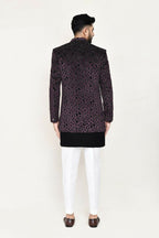 Joban Fashion Black Colored Velvet Based With Aplics Fabric Open Jacket, Indo Western With Pant | Grocsy