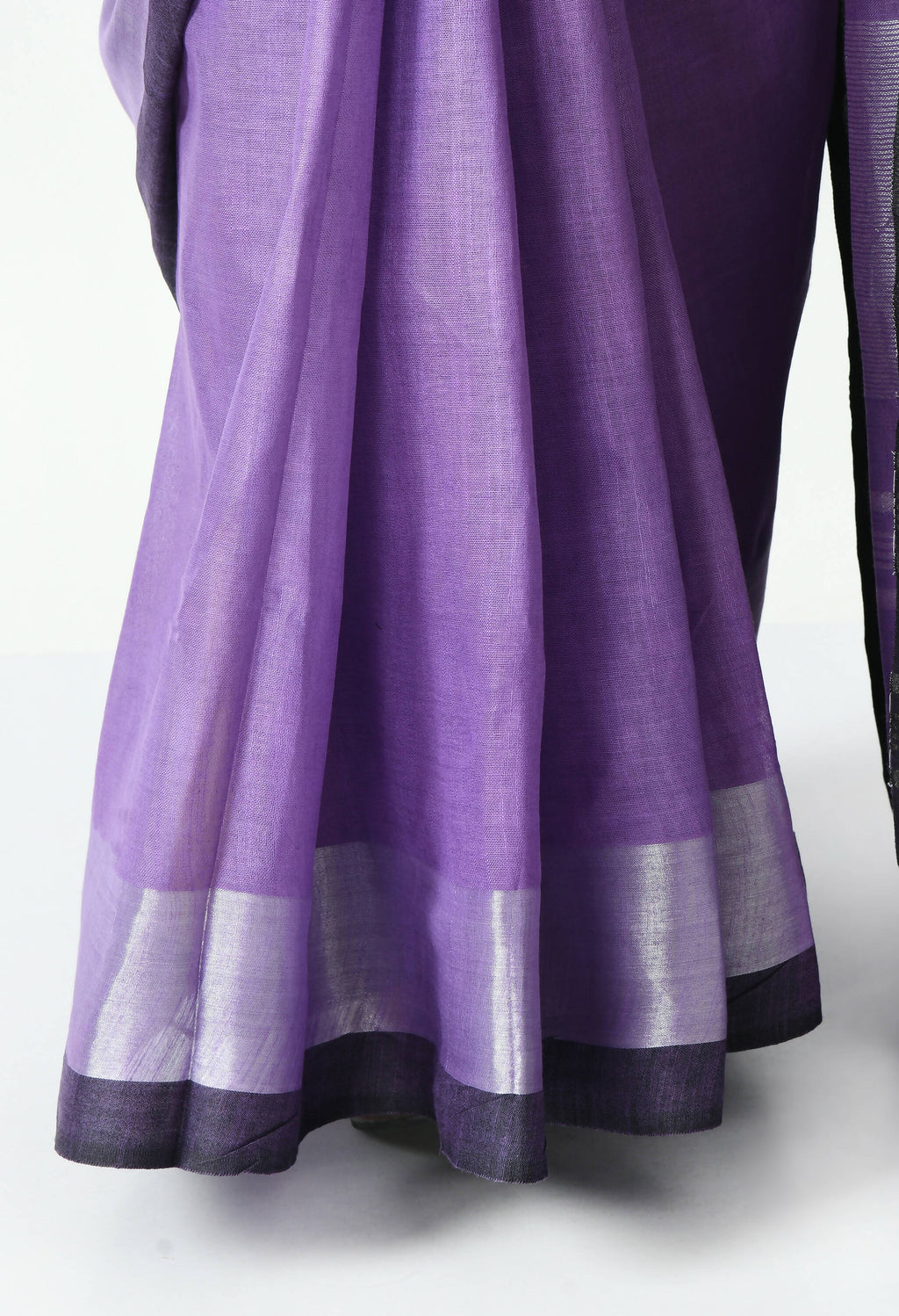 Mominos Fashion Moeza Purple & Black Bhagalpuri Handloom Silk Linen Saree with unstitched Blouse piece | Grocsy