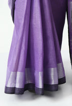 Mominos Fashion Moeza Purple & Black Bhagalpuri Handloom Silk Linen Saree with unstitched Blouse piece | Grocsy