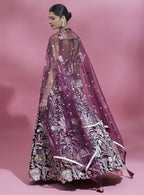 House of Panchhi Burgundy Net Sequinse Work Lehenga & Blouse with Dupatta | Grocsy