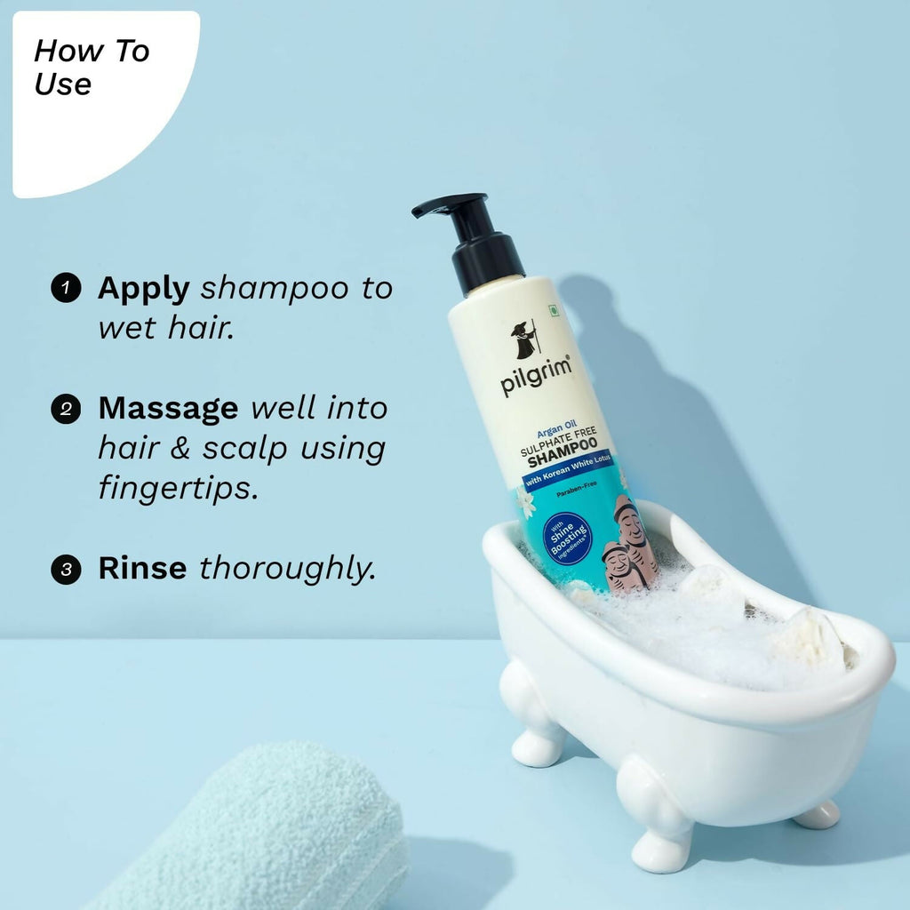 Pilgrim Sulphate Free Shampoo For Dry Frizzy Hair With Korean White Lotus | Grocsy