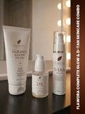 Flawora Set of Golden Glow Face Wash, D-Tan Lotion and 24k Golden Glow Face Serum | Grocsy