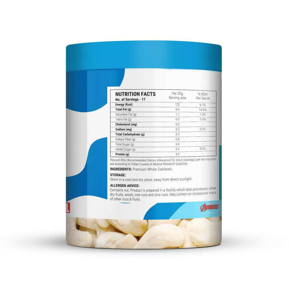 Happilo Natural Whole Cashews-Marvel Captain America Edition | Grocsy