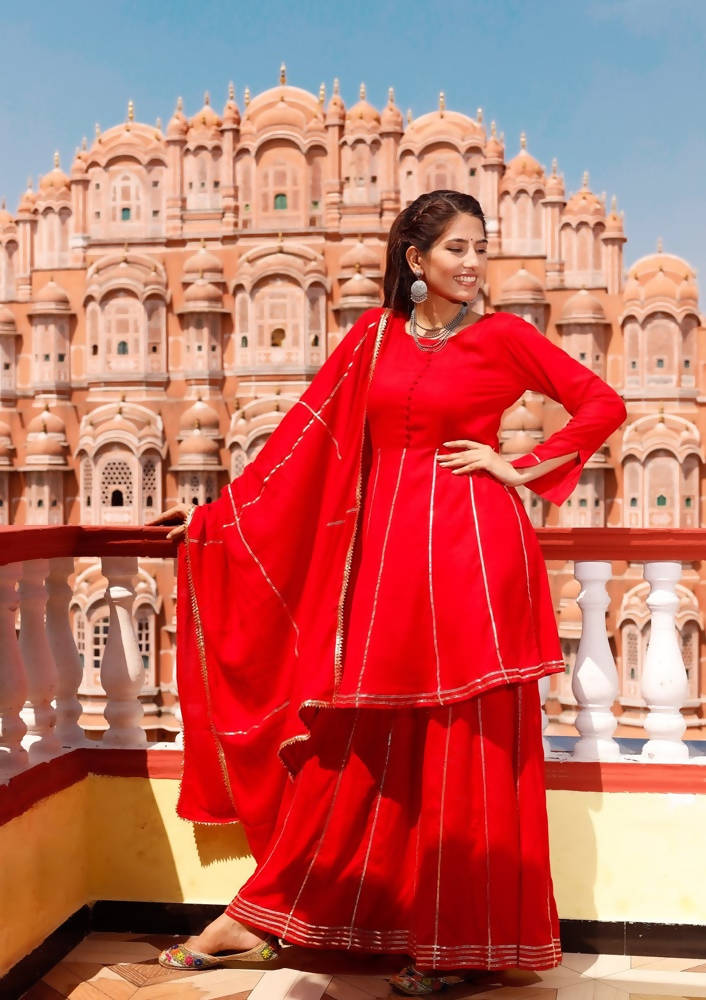 Cheera Kurta Sharara Dupatta set | Grocsy