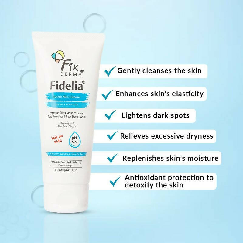 Fixderma Fidelia Gentle Skin Cleanser For Dry & Sensitive Skin | Grocsy