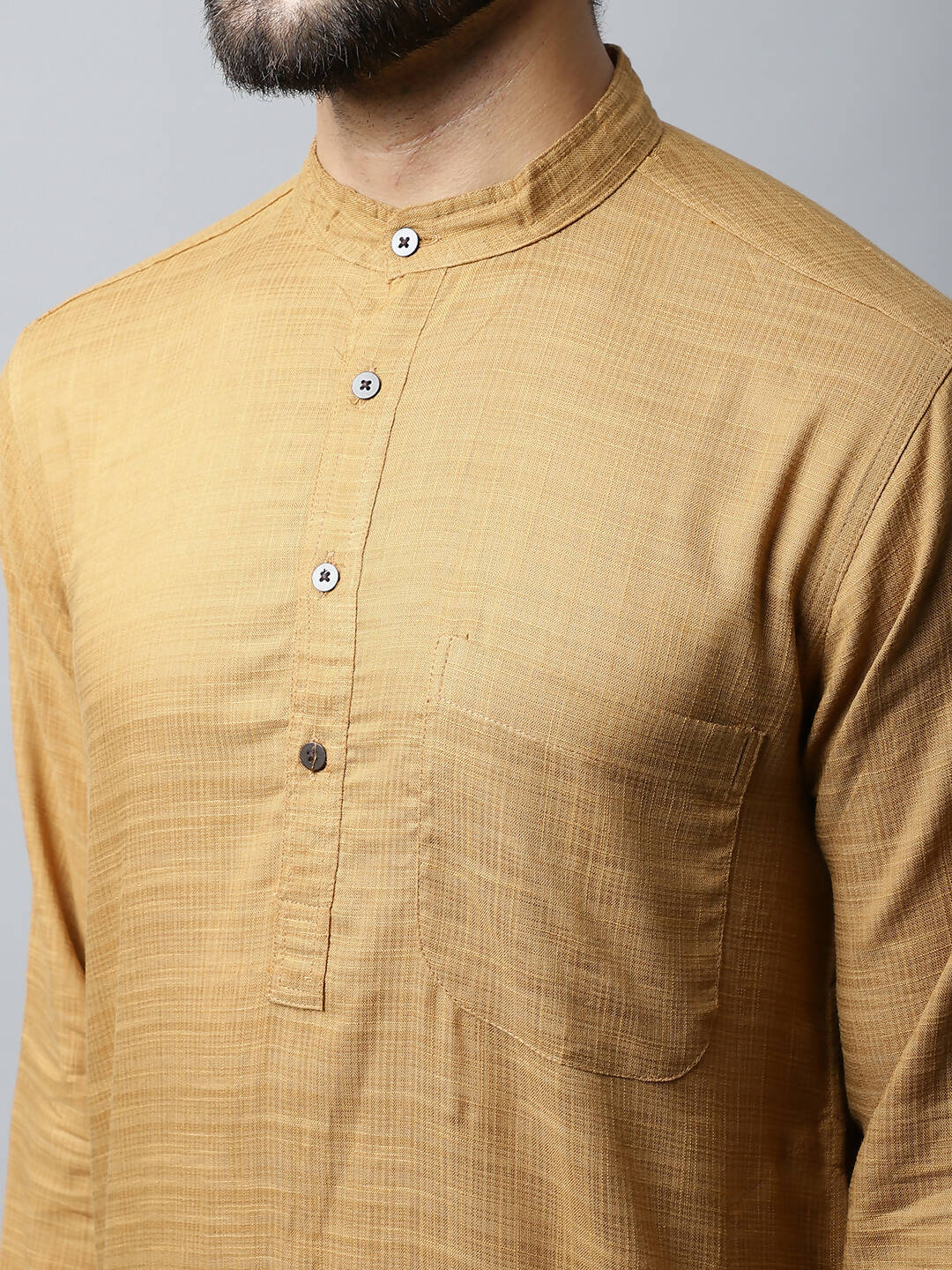 Even Apparels Brown Color Pure Cotton Men's Kurta With Band Collar (SLD1177) | Grocsy