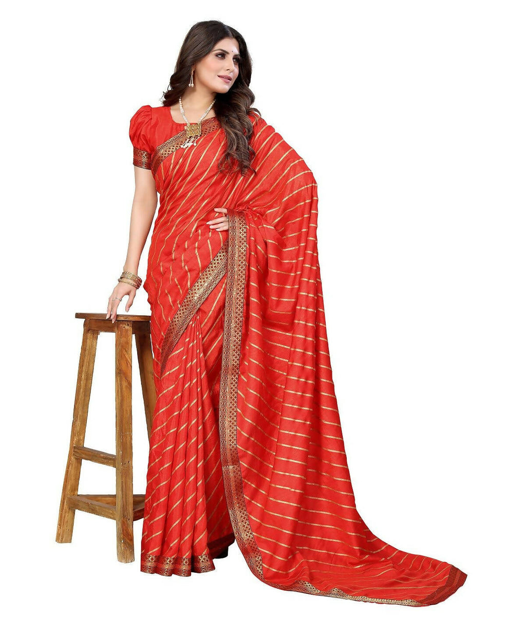 Vamika Dola Silk Red Lace Border Bollywood Style Saree (SUCHI RED) | Grocsy