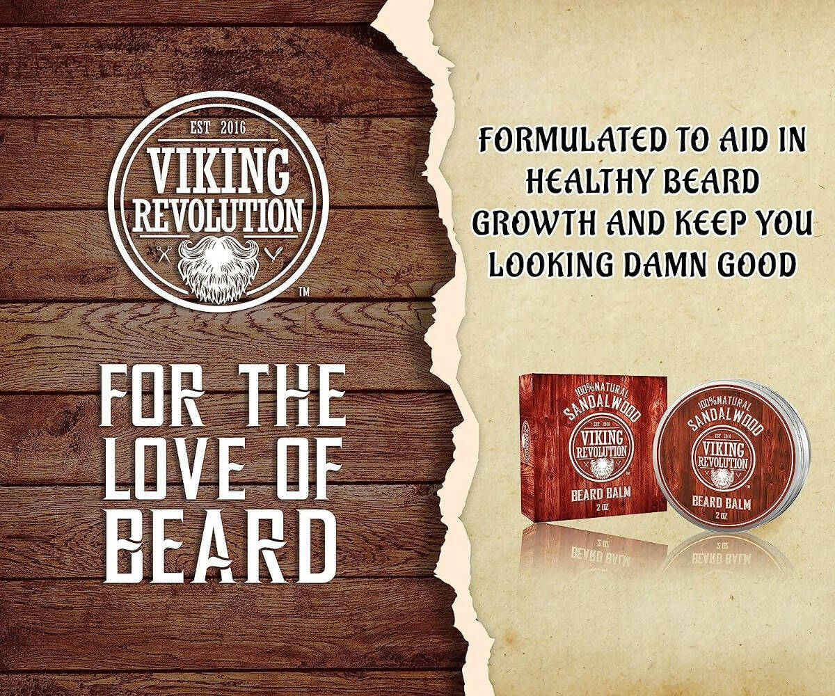 Viking Revolution Beard Balm with Sandalwood Scent and Argan Jojoba Oils | Grocsy