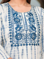 Aramya Straight Soft Cotton Tie-Dye Print Women's Kurta - Blue | Grocsy