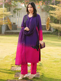 Nikhaar Dark Purple Embroidered Art Silk Stitched Straight Cut Kurta Pants Dupatta Readymade Suit | Grocsy