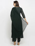 Rudra Bazaar Green Angrakha Style Flared Anarkali Kurta with Pyjamas & Dupatta | Grocsy