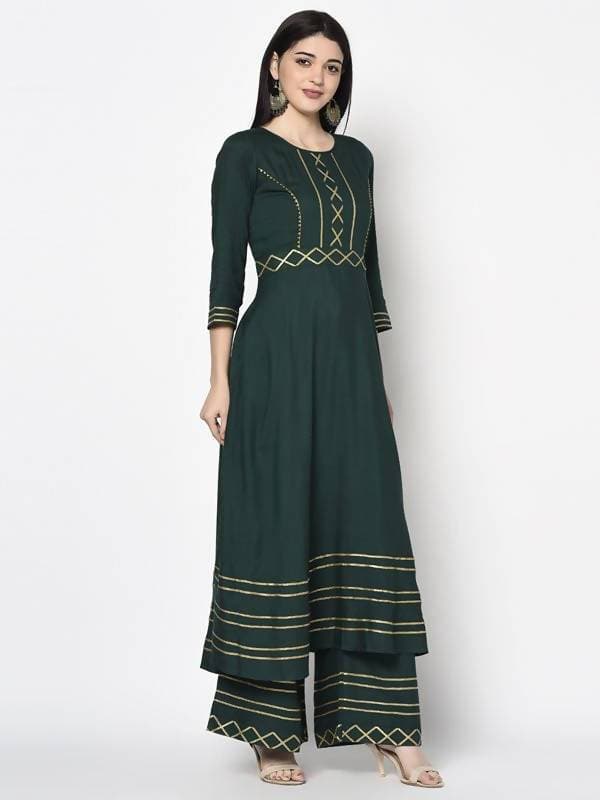 Aniyah Rayon Bottle Green Color Anarkali Kurta (AN-205K) | Grocsy