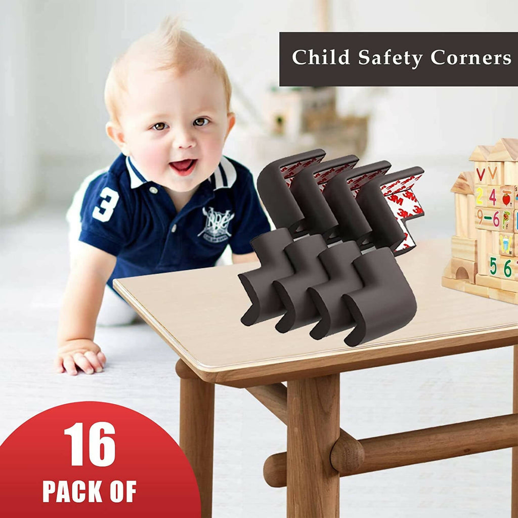 Safe-O-Kid Corner Guardscushions, U Shaped, Large Size Extra Thick, Brown | Grocsy