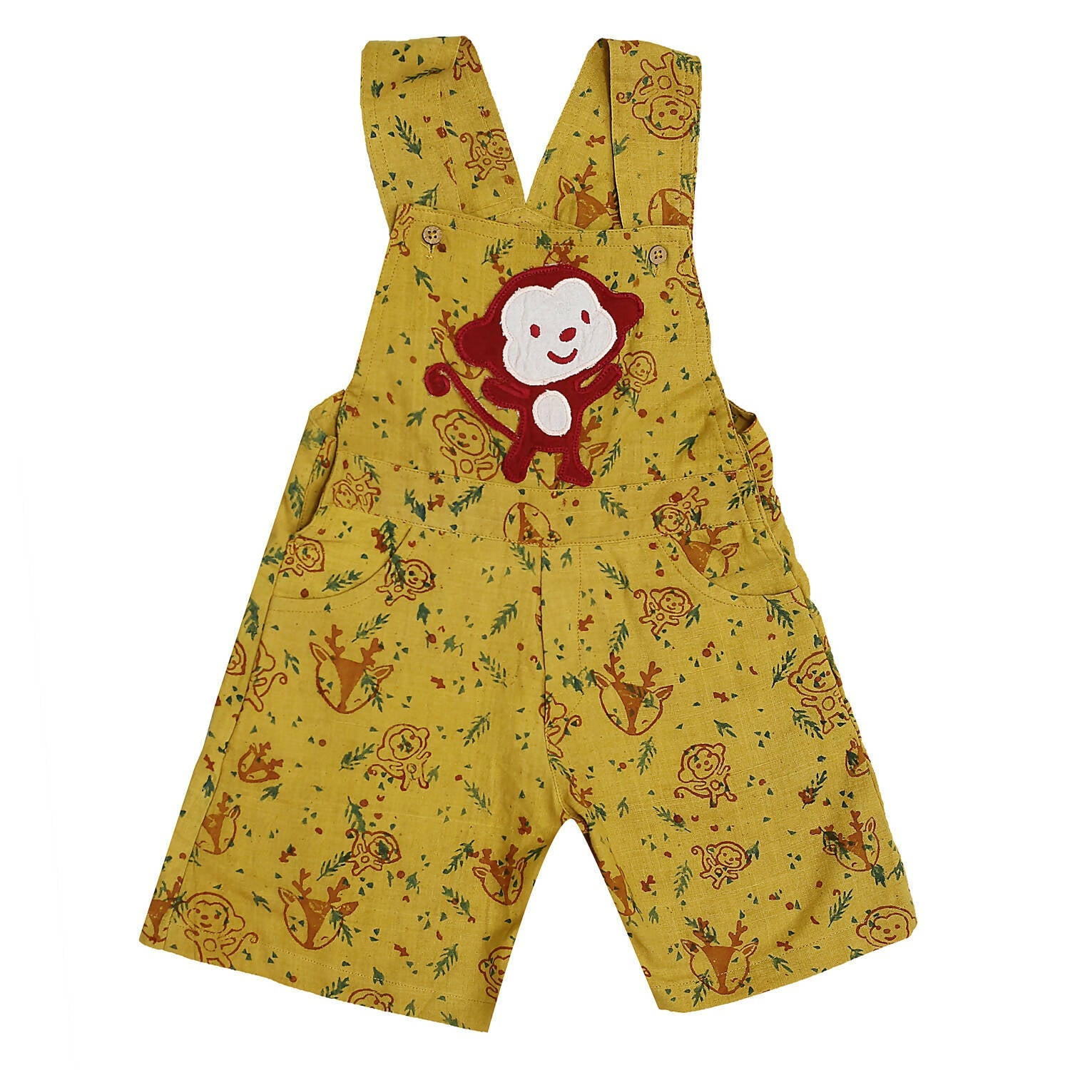 Mhyssa Yellow Dungaree With Round Neck Half Sleeves Maroon Shirt Set | Grocsy